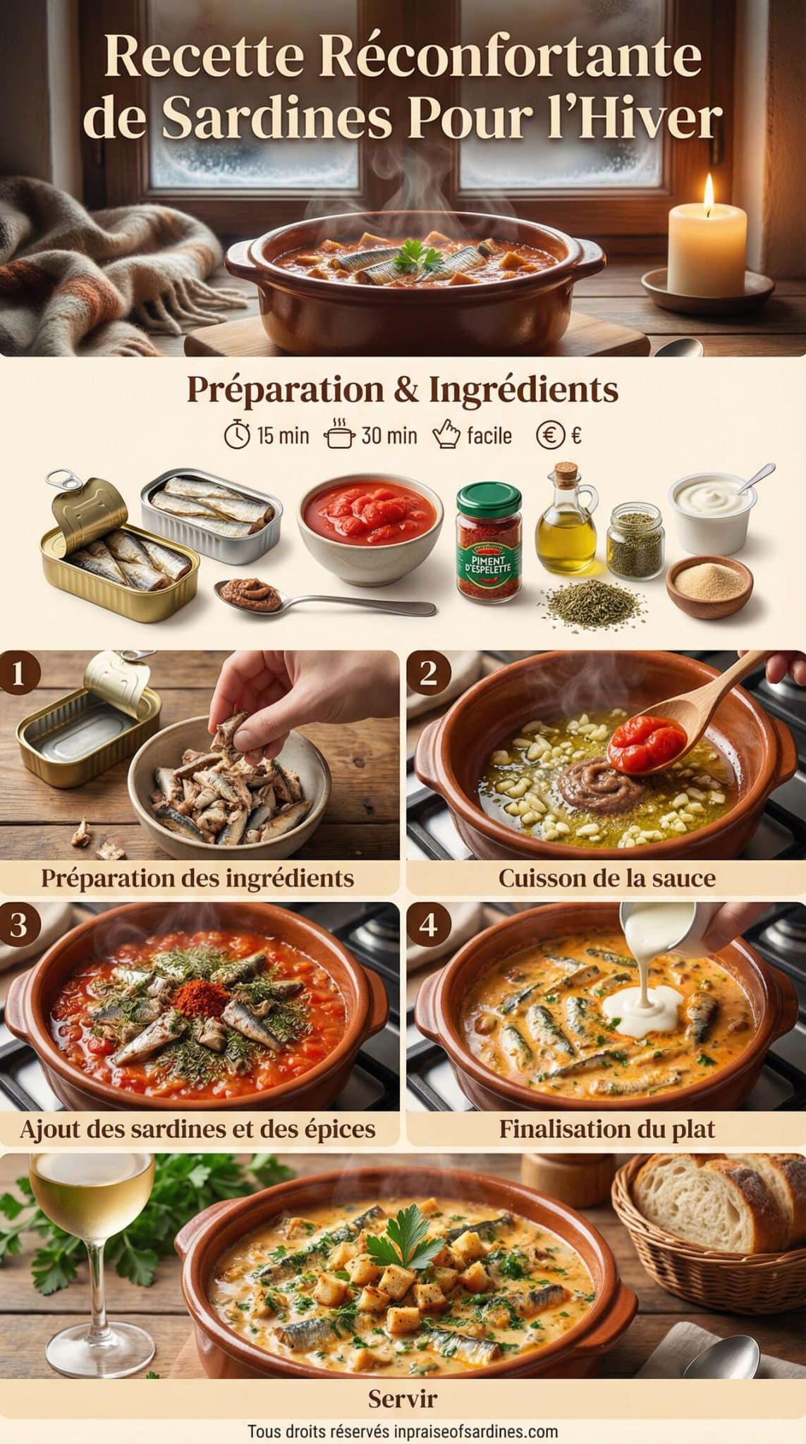 Fiche recette Recette R&eacute;confortante de Sardines Pour l'Hiver