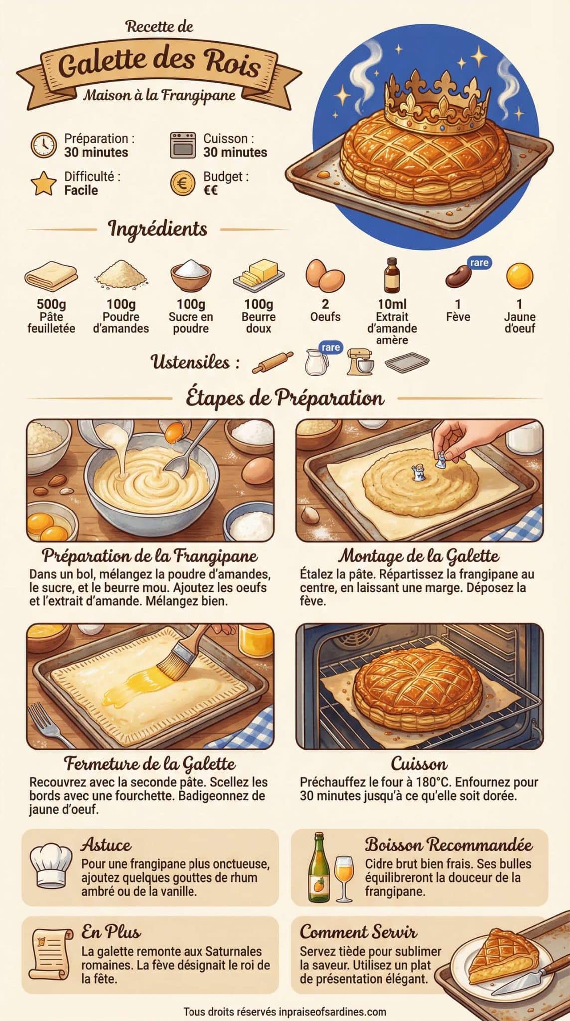 Fiche recette Recette de galette des rois maison &agrave; la frangipane