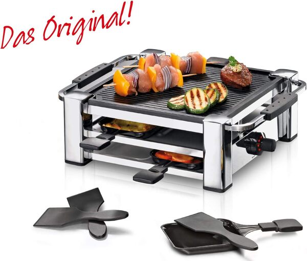 Rommelsbacher Grille à raclette « Fashion » avec boîtier chromé