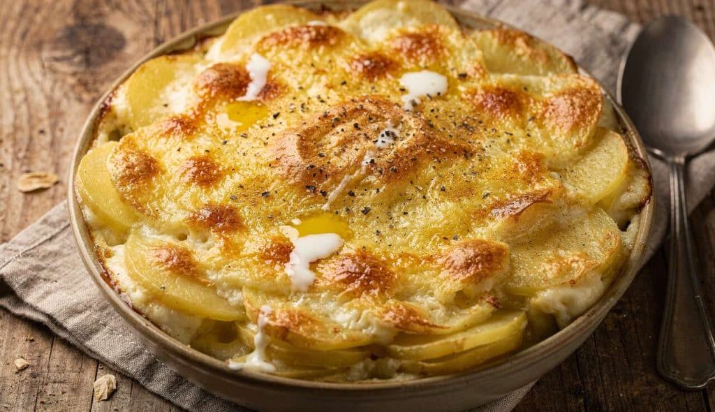 Cassolette de pommes de terre gratinée au Saint-Marcellin