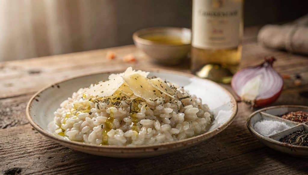 Risotto à l'ail des ours et parmesan : recette savoureuse