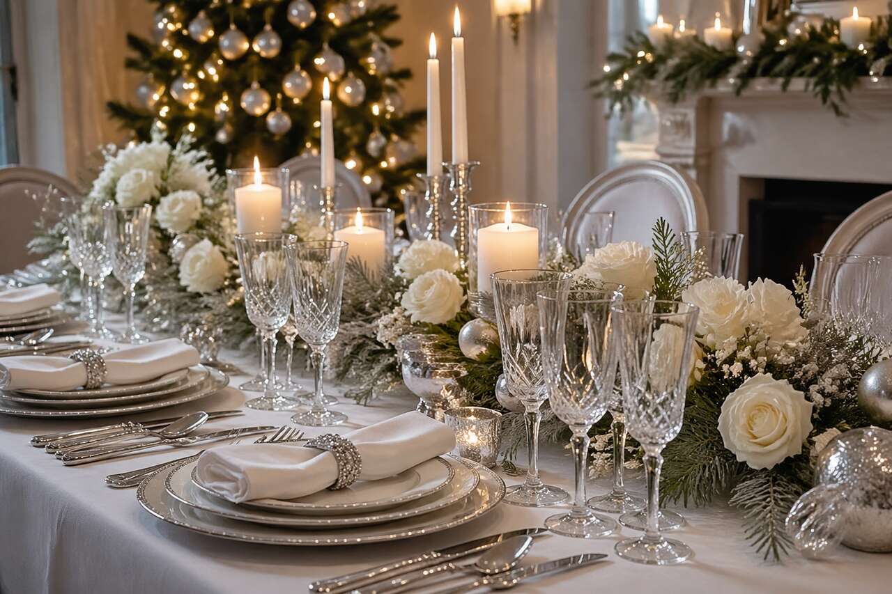 Conseils pratiques pour r&eacute;ussir une table de f&ecirc;te blanche et &eacute;l&eacute;gante