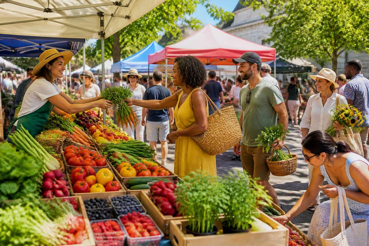 Explorer les march&eacute;s locaux pour des produits frais