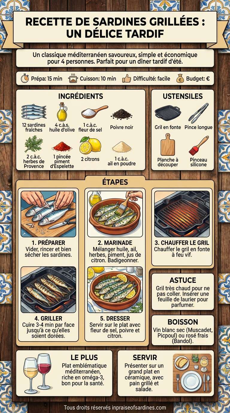 Fiche recette Recette de sardines grill&eacute;es : un d&eacute;lice tardif