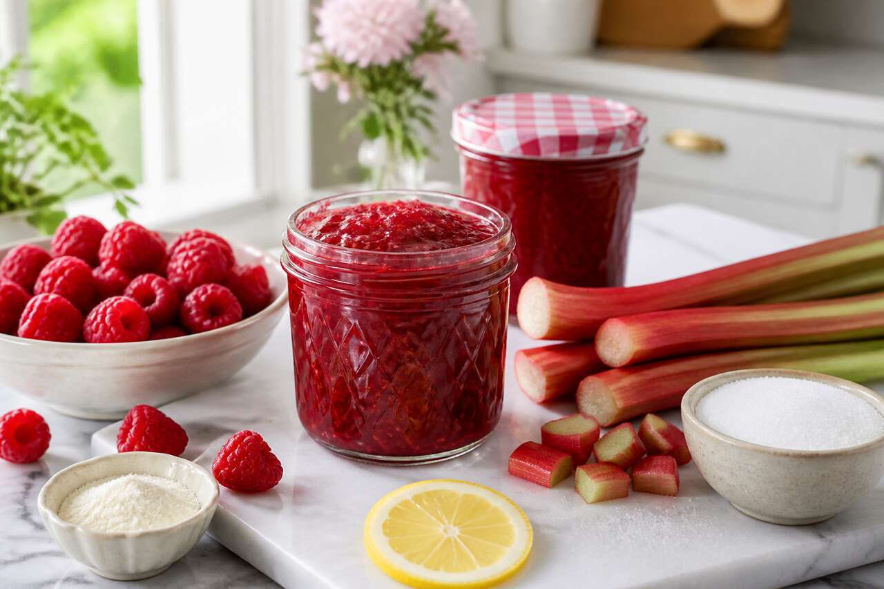 Confiture maison rhubarbe et framboise : recette facile