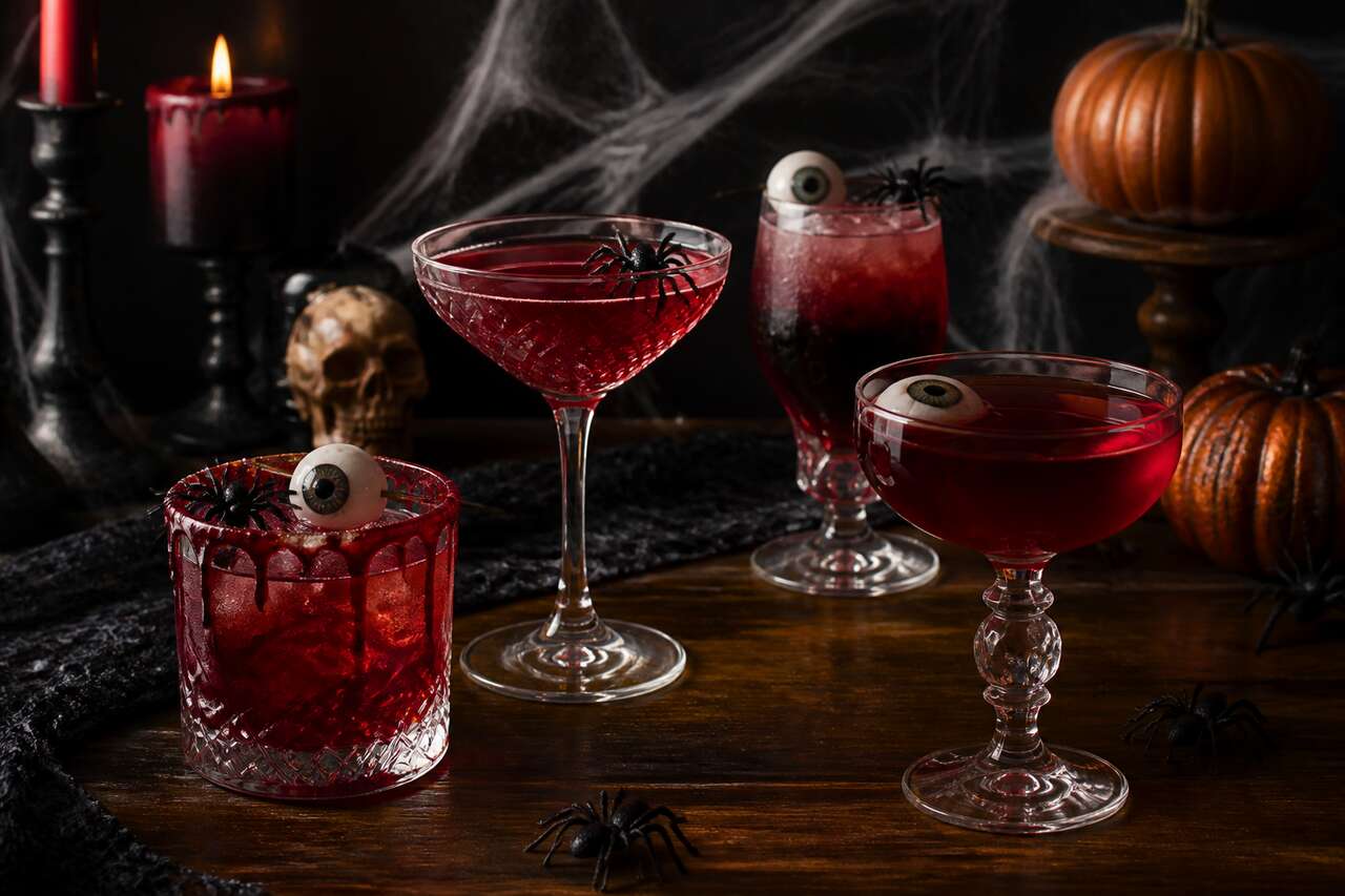 Cocktails ensanglant&eacute;s et boissons th&eacute;matiques