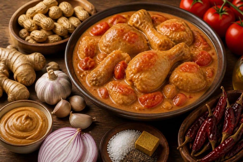 Poulet sauce arachide et tomate : recette savoureuse