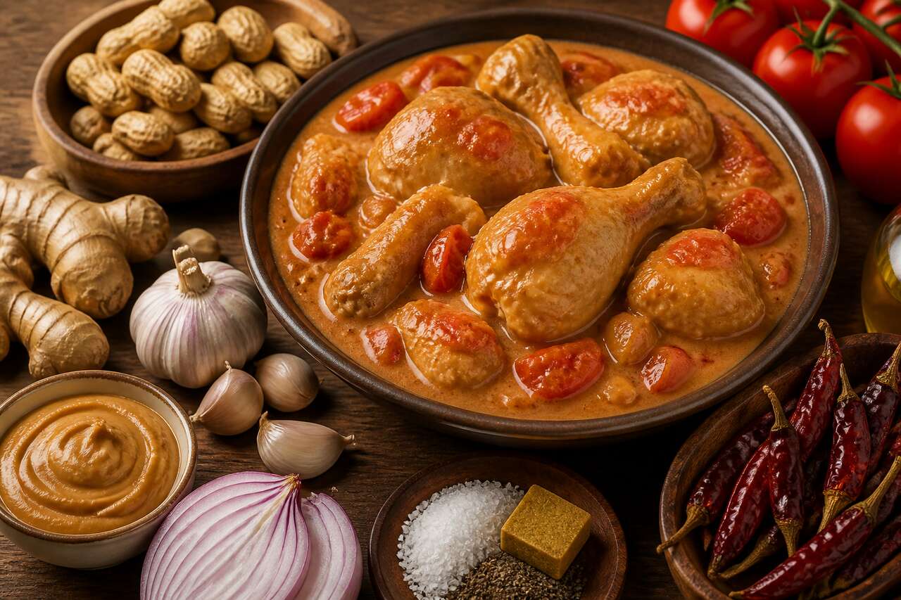 Poulet sauce arachide et tomate : recette savoureuse