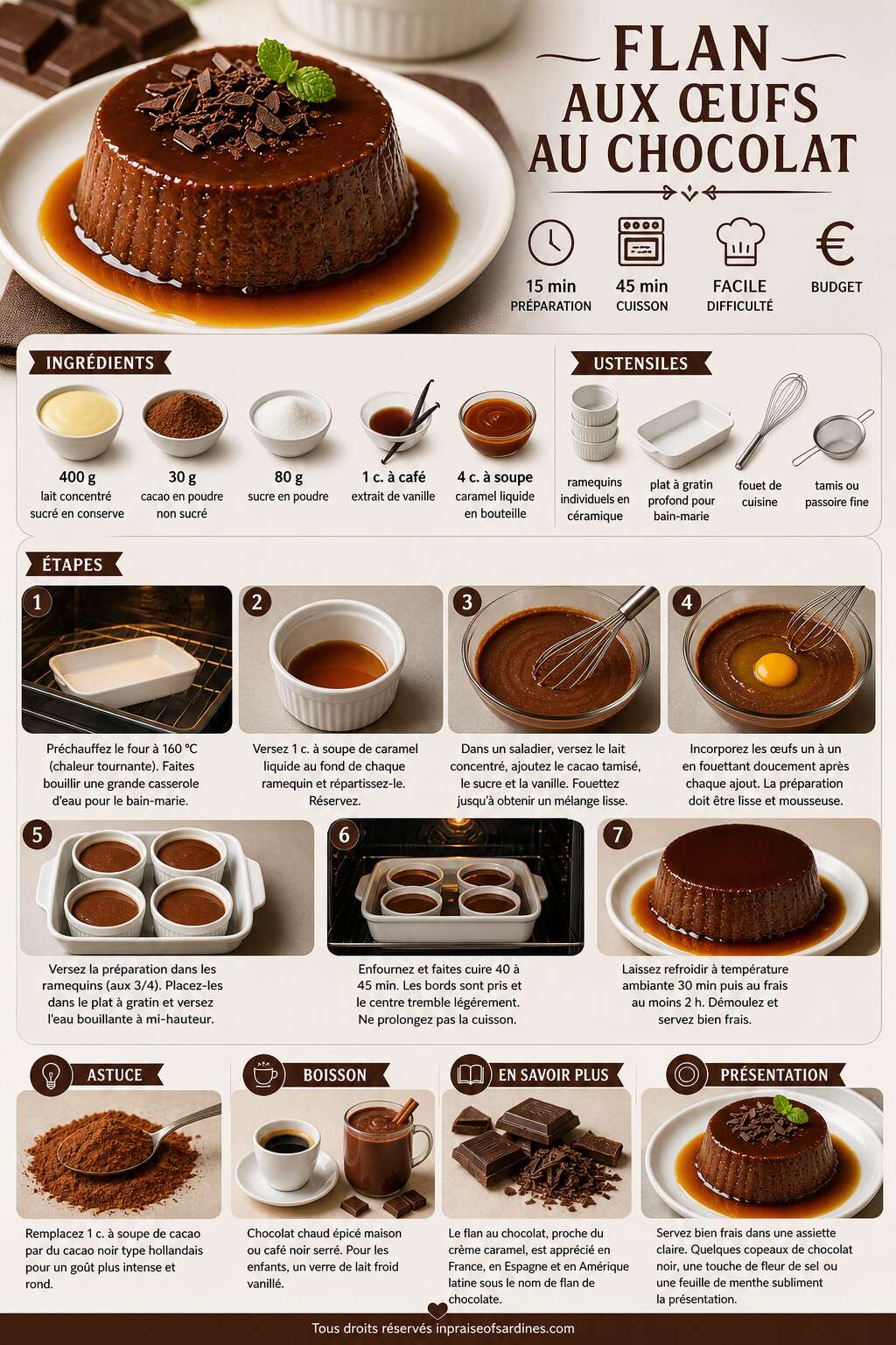 Fiche recette Flan aux &oelig;ufs au chocolat : recette gourmande et facile