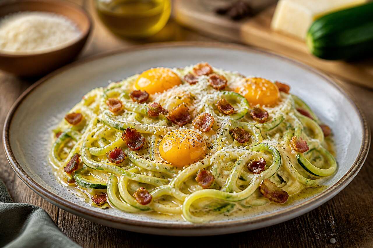 Spaghetti de courgette à la carbonara : recette savoureuse et légère