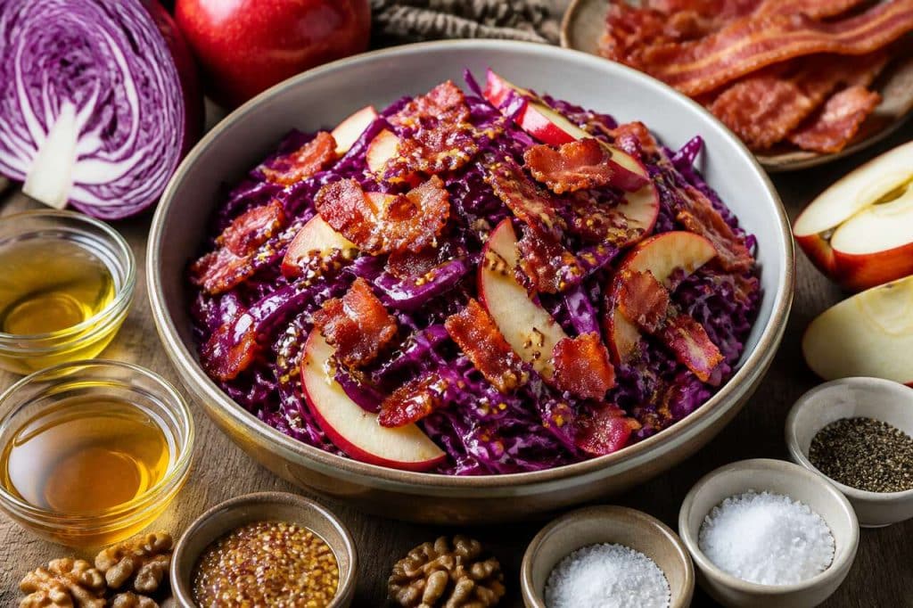 Salade De Chou Rouge, pomme Et Lardons