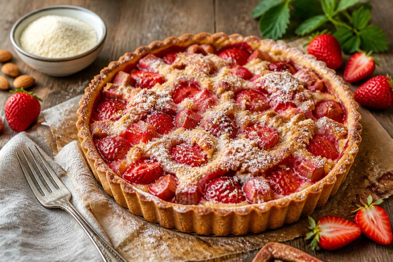 Tarte rhubarbe fraise à la poudre d'amande