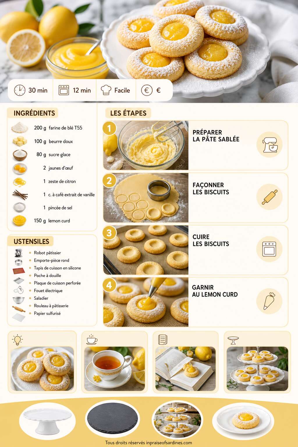 Fiche recette Biscuits empreintes citron et lemon curd : recette gourmande et facile