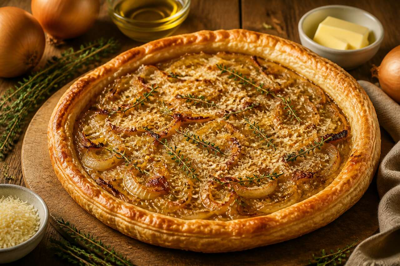 Tarte rustique à l'oignon : recette savoureuse et facile