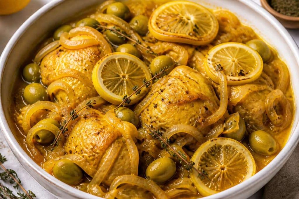 Poulet Yassa à la Moutarde et Olives : recette délicieuse et facile
