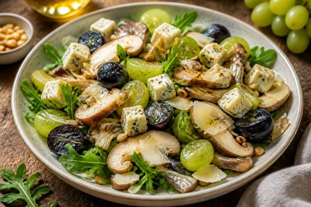 Salade de roquette aux champignons et raisin : une recette gourmande