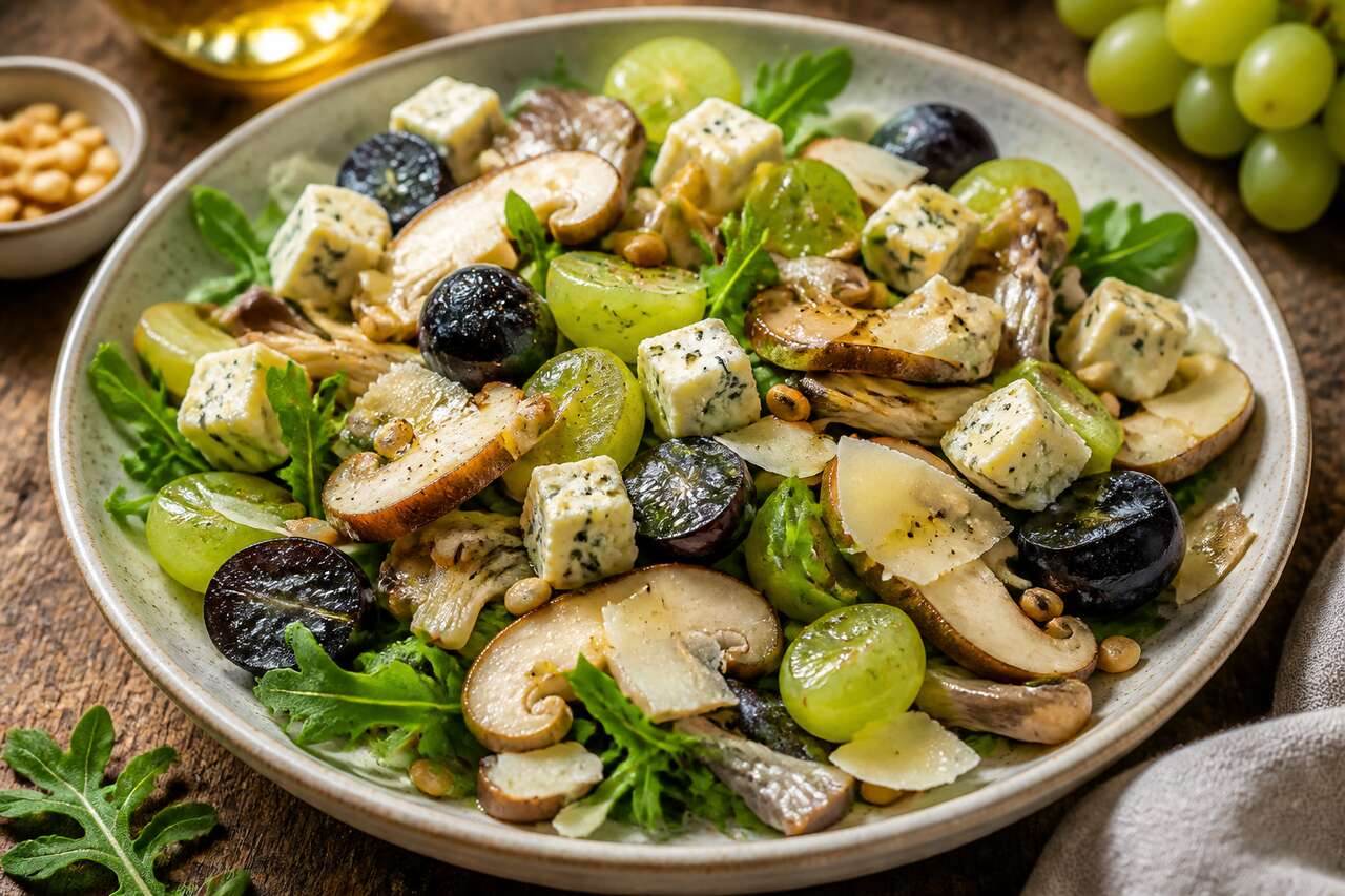 Salade de roquette aux champignons et raisin : une recette gourmande