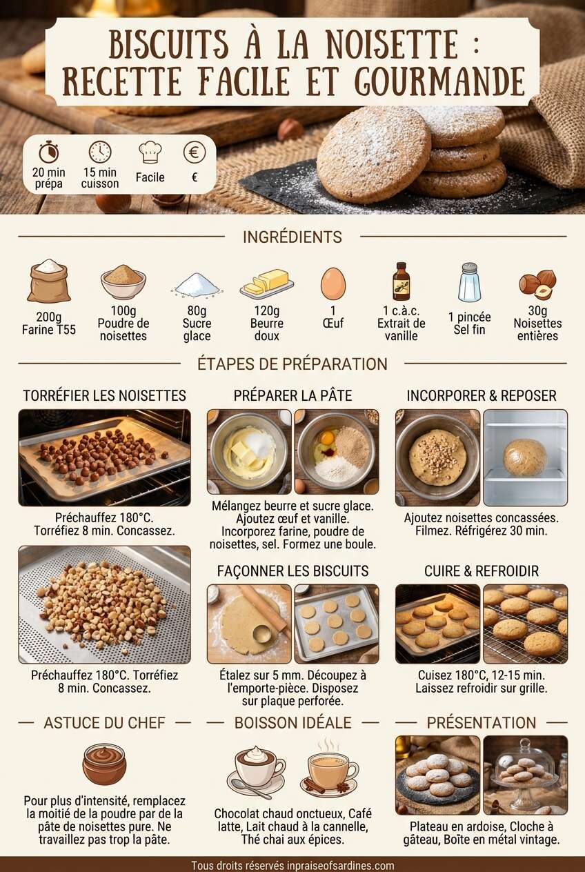 Fiche recette Biscuits à la noisette : recette facile et gourmande Fiche recette Biscuits à la noisette : recette facile et gourmande