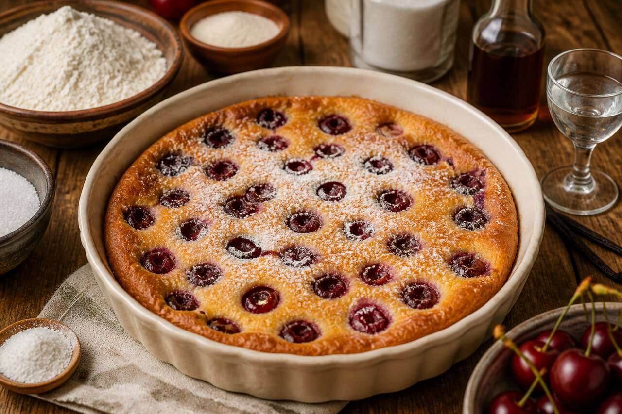 Recette de clafoutis aux cerises moelleux