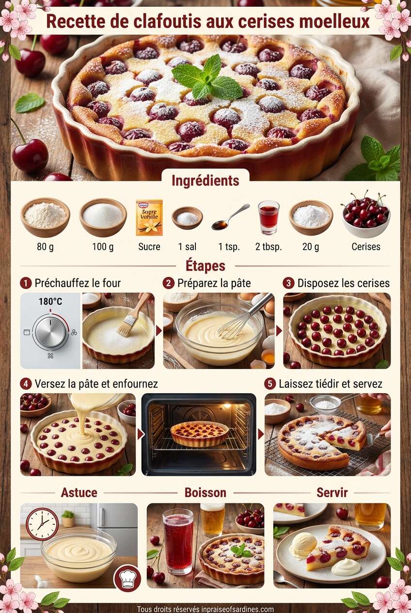 Fiche recette Recette de clafoutis aux cerises moelleux Fiche recette Recette de clafoutis aux cerises moelleux