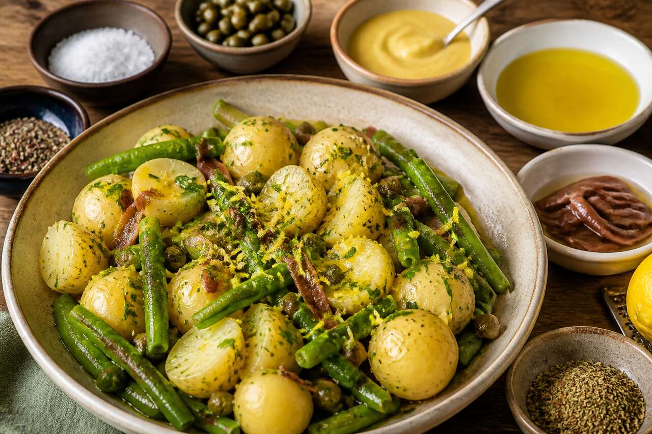 Recette de salade de pommes de terre nouvelles et haricots verts