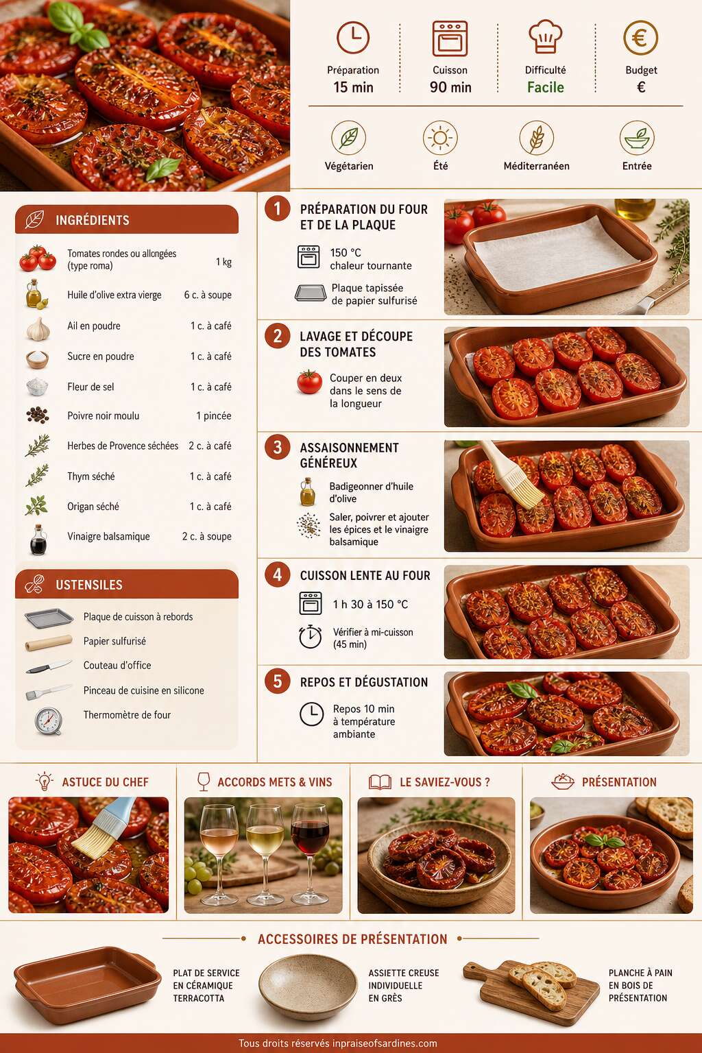 Fiche recette Tomates rôties et confites au four : recette gourmande Fiche recette Tomates rôties et confites au four : recette gourmande