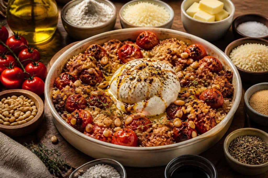 Crumble de tomates cerises : sublimez-les avec parmesan et burrata