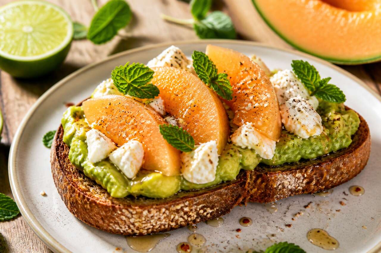 Recette de toast à l'avocat, melon et fromage frais