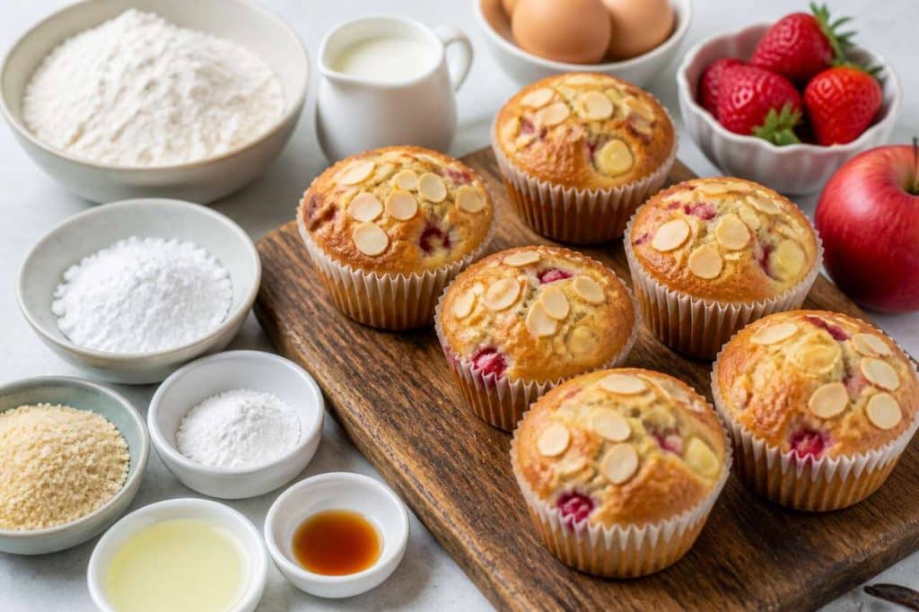 Muffins fraises, pomme et amandes : la recette facile