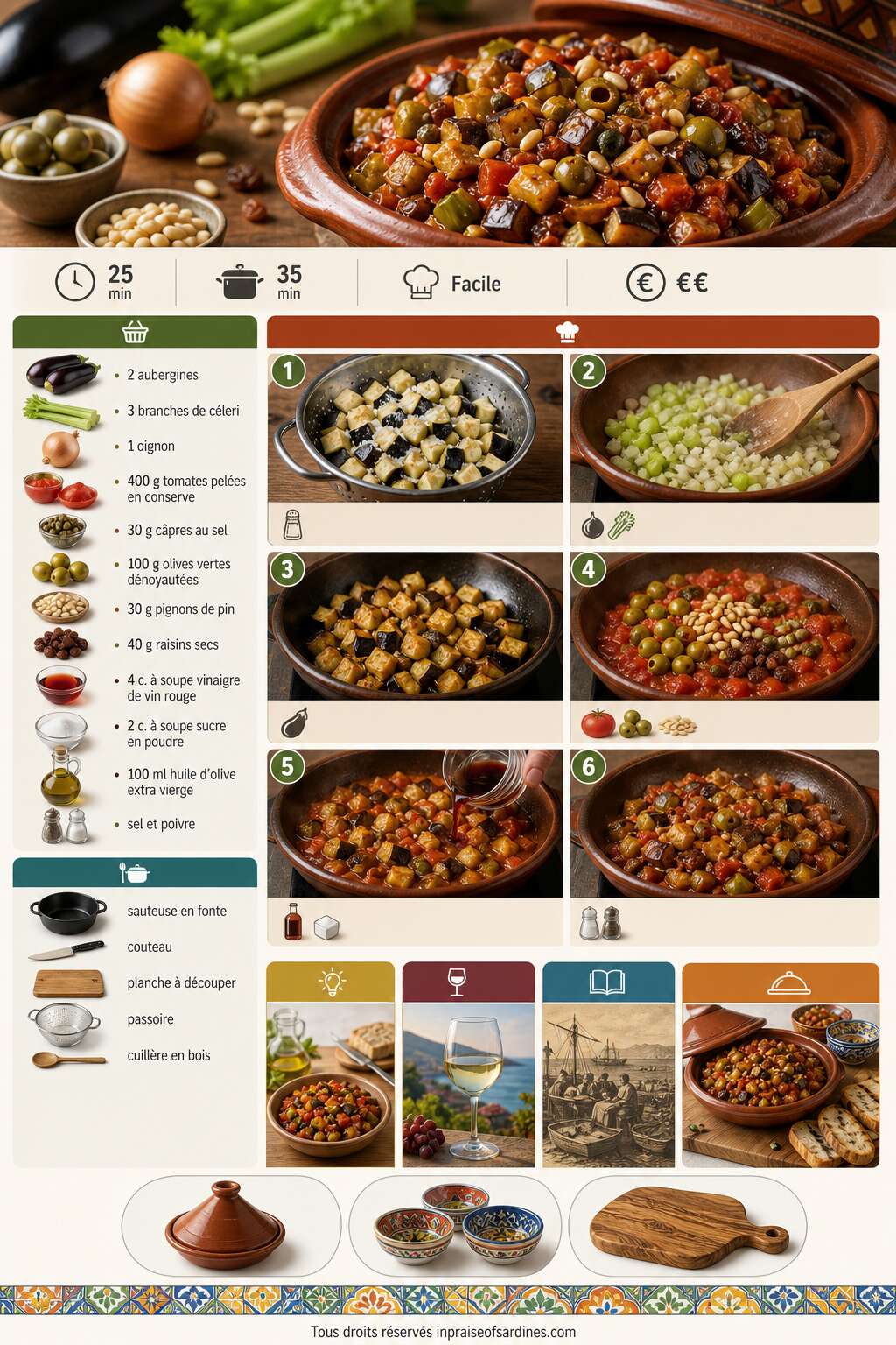 Fiche recette Caponata sicilienne : recette traditionnelle facile Fiche recette Caponata sicilienne : recette traditionnelle facile
