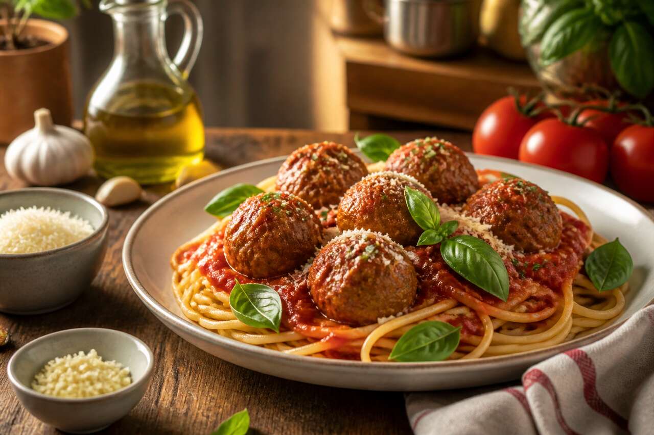 Spaghetti sauce tomate et boulettes : recette de La Belle et le Clochard