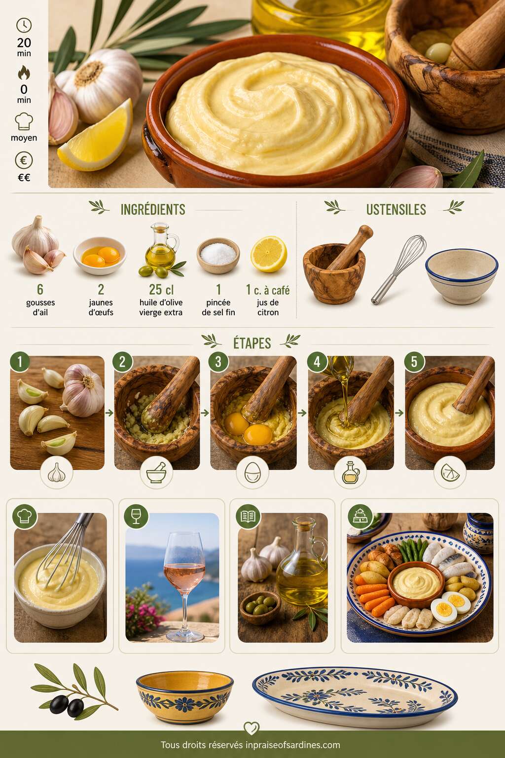 Fiche recette Aïoli Provençal : recette Traditionnelle Maison Fiche recette Aïoli Provençal : recette Traditionnelle Maison