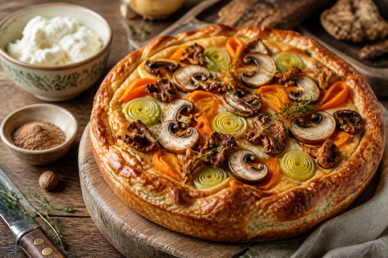 Tourte Végétarienne : légumes et Champignons