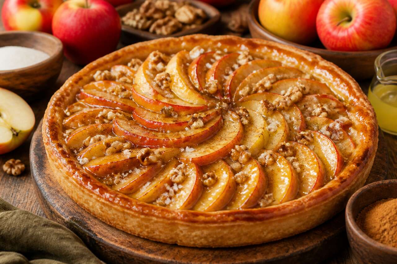 Tarte aux pommes, noix et caramel : la recette gourmande