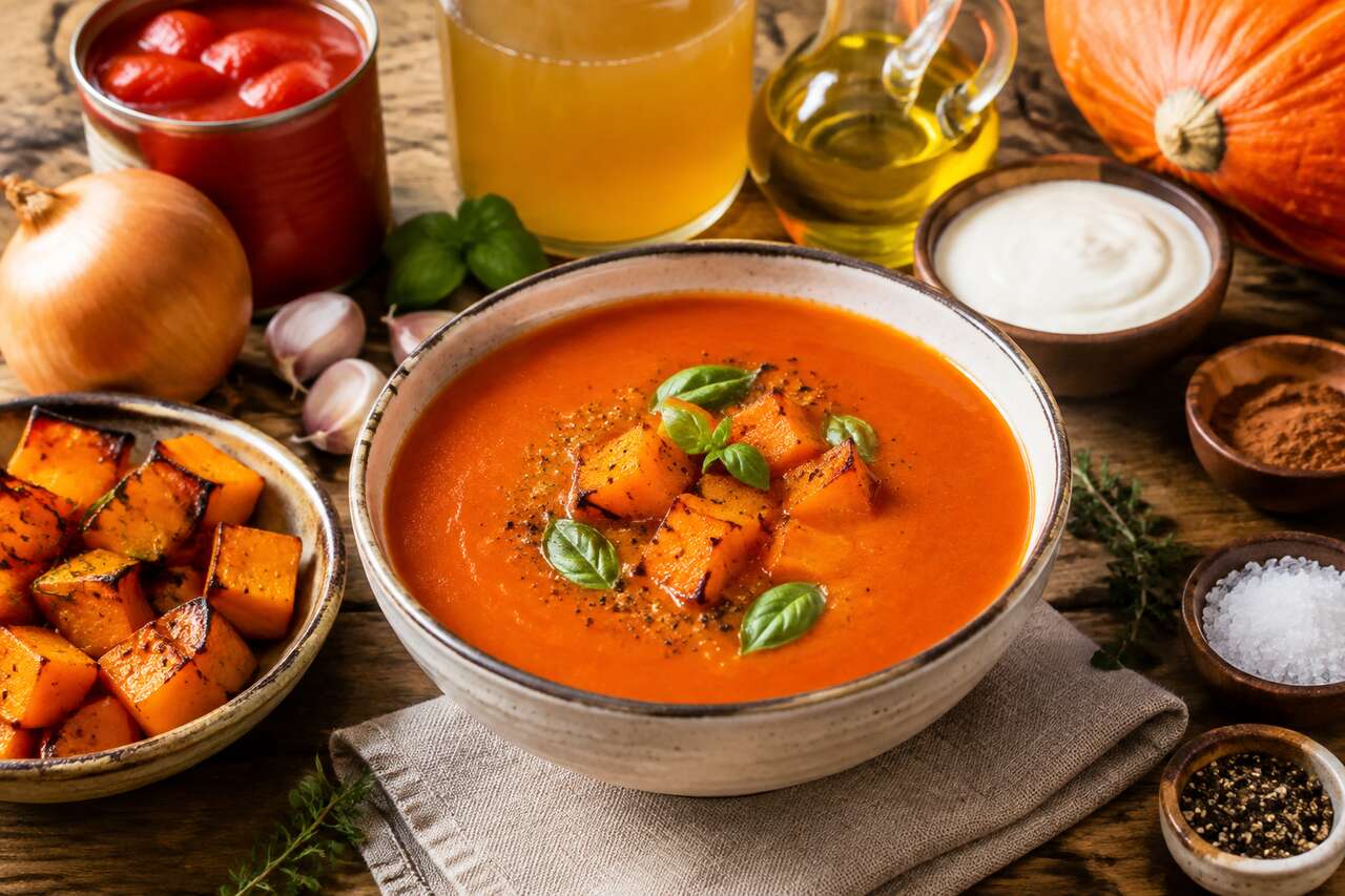 Recette soupe de potimarron et tomate savoureuse