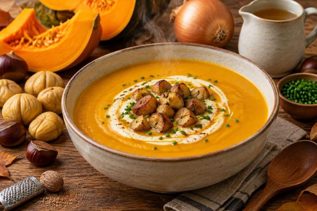 Velouté de potiron et châtaigne : recette réconfortante d'automne