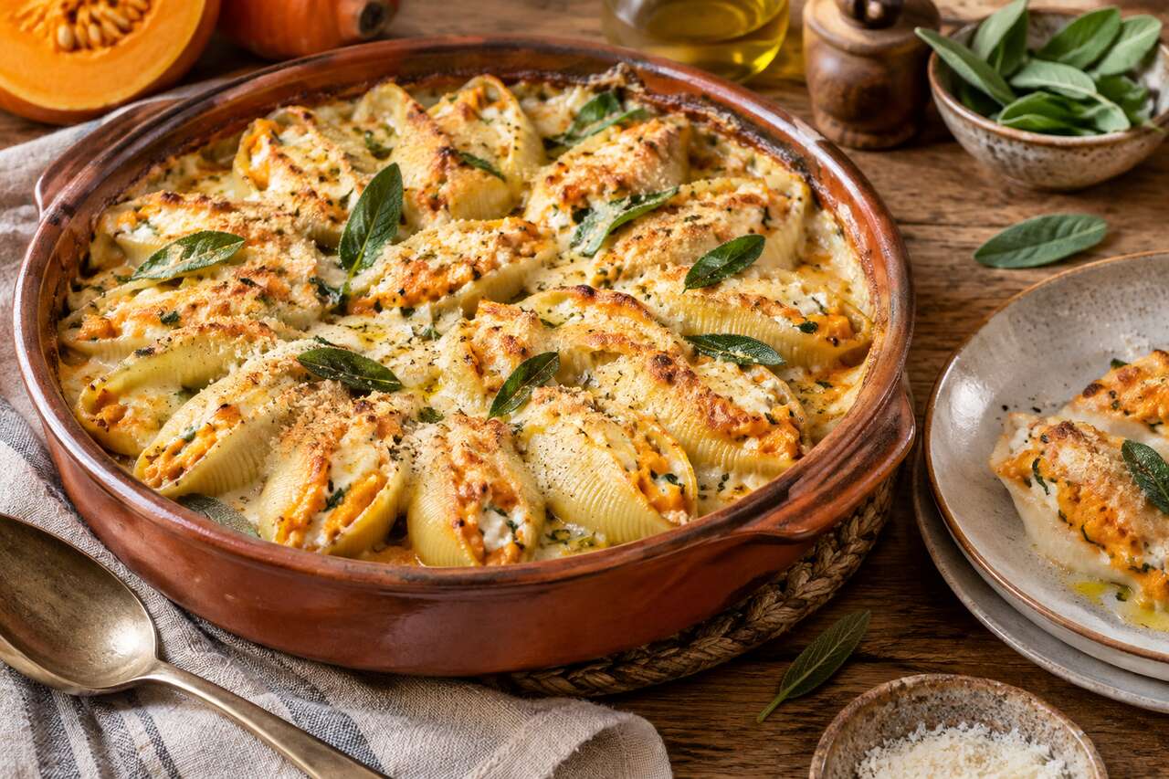 Conchiglioni farcis : saveurs potimarron et chèvre
